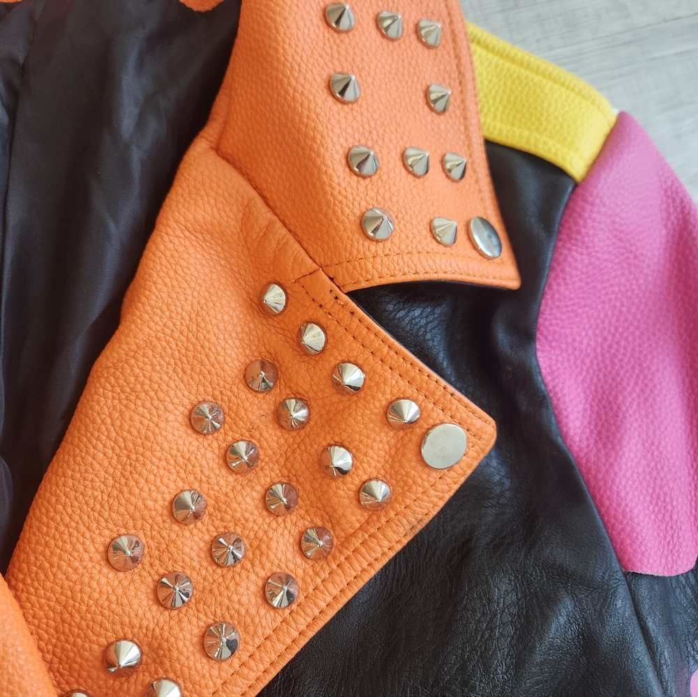 Azalea Wang Graffiti Kisses Vegan Leather Moto Jacket M - Picture 14 of 14